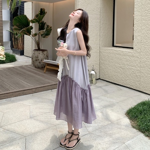 【新款】26夏季浅紫色拼接无袖连衣裙2B130-8163-P140-K248图片