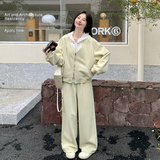 【新款现货】蕾丝拼接奶黄色卫衣套装296A-8181-P195-K318，女装套装/套裙，浙宝296A