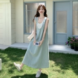 【新款】26夏季浅蓝色假两件牛仔连衣裙2B130-8166-P140-K248，女装连衣裙，浙宝296A