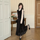 【新款现货】灯芯绒珍珠背心裙蕾丝打底套装296A-8188-P195-K318，女装连衣裙，浙宝296A