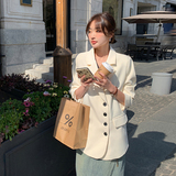 296A【2023秋装新款】白色西装外套减龄百搭23803P125K178，女装西装，浙宝296A