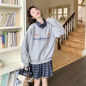 【新款现货】印花卫衣格子半裙套装296A-8089-P195-K318图片
