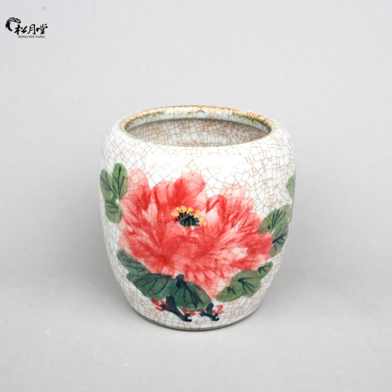 松月堂台湾陶瓷花器手工绘画居家