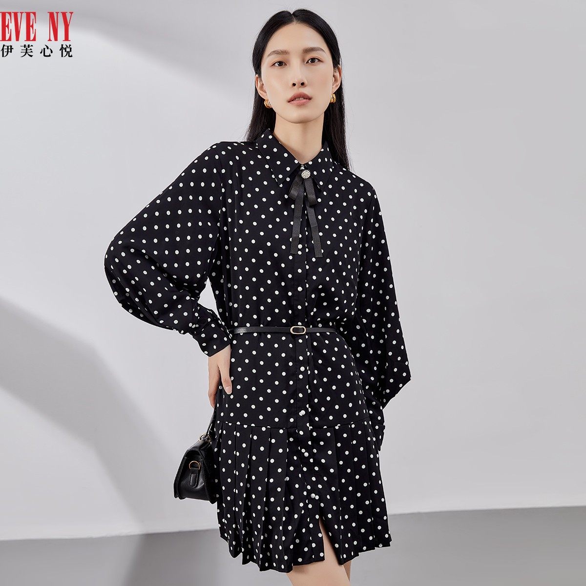 eveny伊芙心悦春夏新款法式浪漫波点连衣裙日常百搭女装裙子