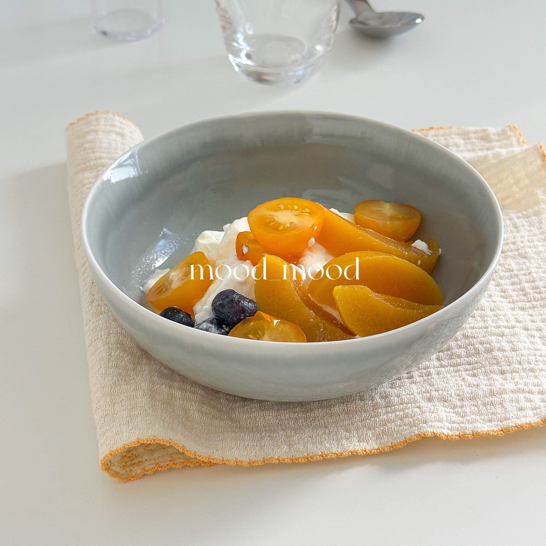 moodboard 灰蓝色亮面碗 渐变流釉水蓝艺术陶瓷汤碗酸奶米饭碗7寸