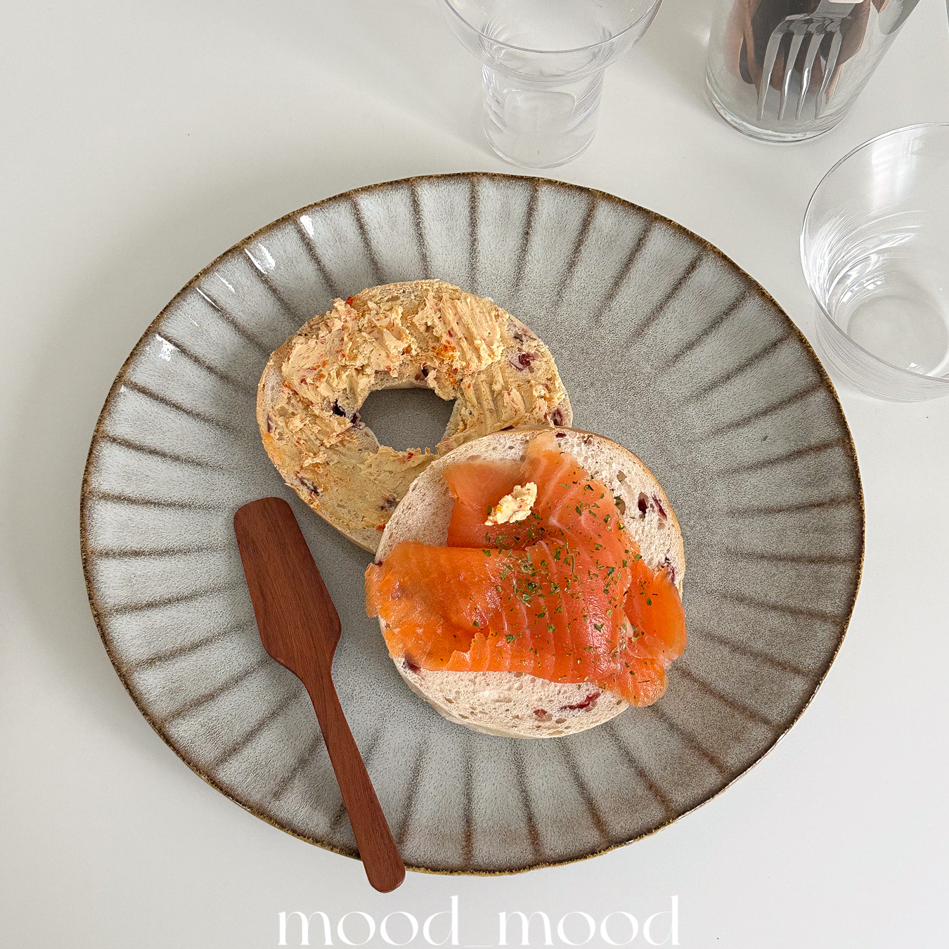 mood 窑变棕竖纹大盘 brunch西餐牛排盘日系做旧艺术感陶瓷