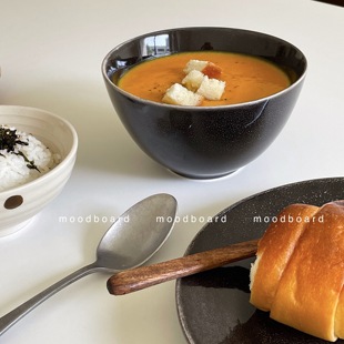 麻点高级陶瓷汤碗泡面沙拉 6.7寸深碗 moodboard 艺术雪花黑系列