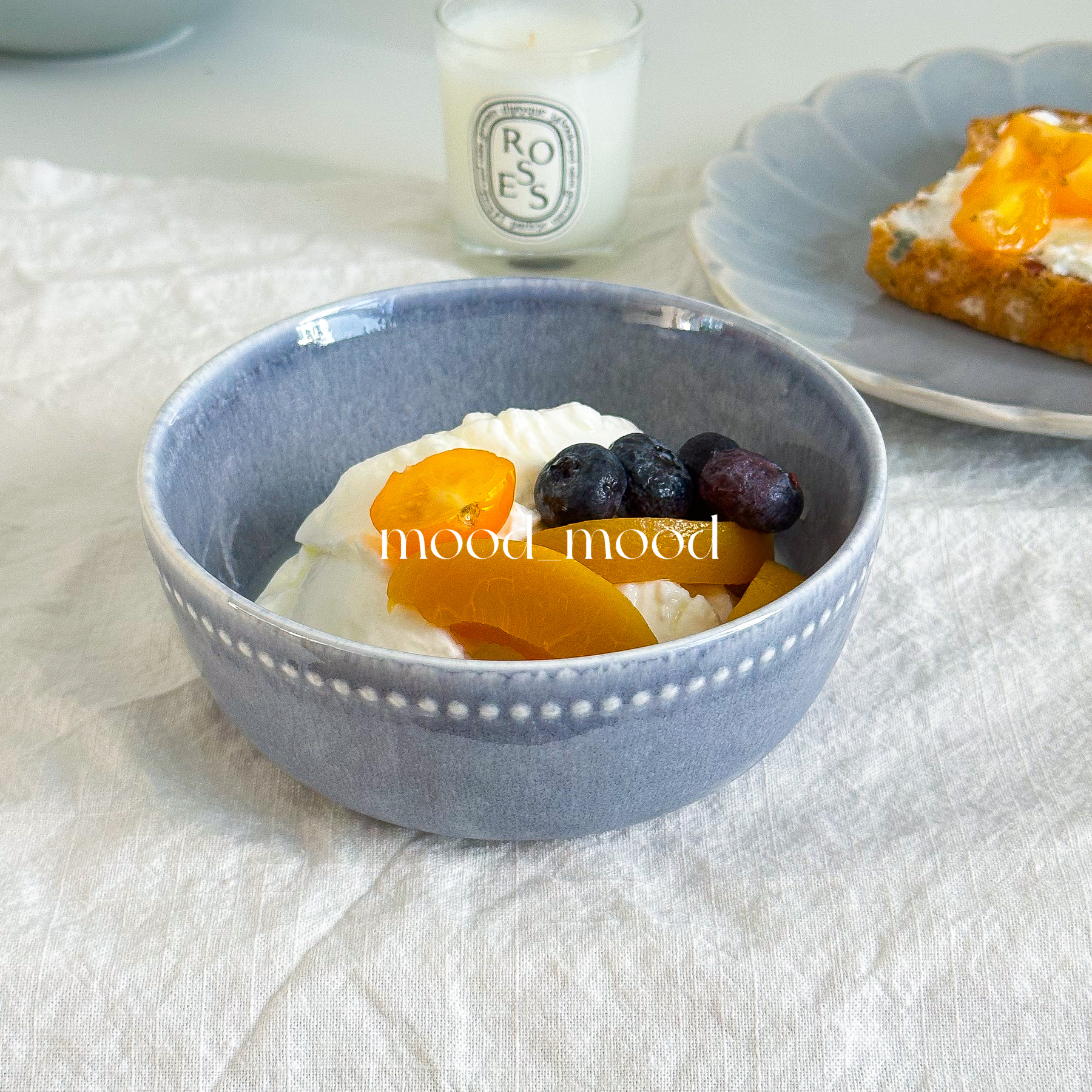 moodboard 珠点星空蓝碗 渐变流釉水蓝艺术陶瓷汤碗酸奶米饭碗6寸