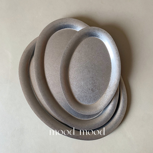 moodboard 雪花椭圆托盘 复古做旧304不锈钢bistro汉堡薯条韩式