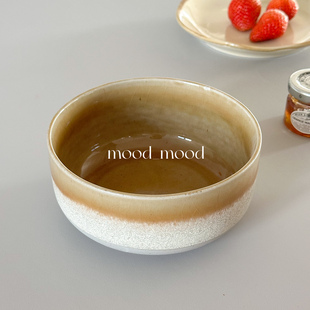 moodboard 棕黄冰裂纹碗 流釉酸奶麦片碗饭碗汤碗艺术感陶瓷5寸