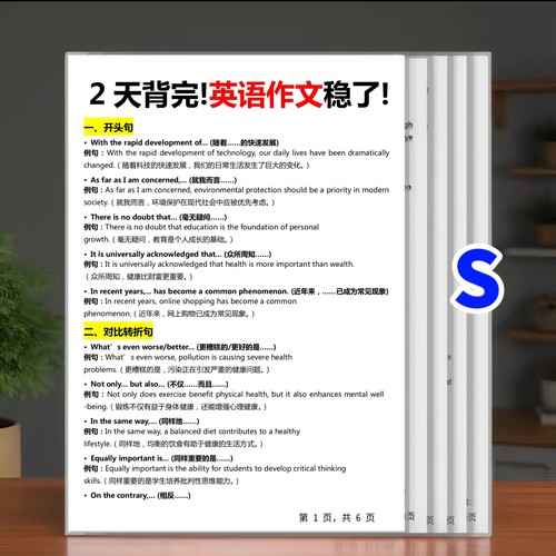 初中英语作文开头结尾高分句型范文素材满分写作模板笔记背诵卡片