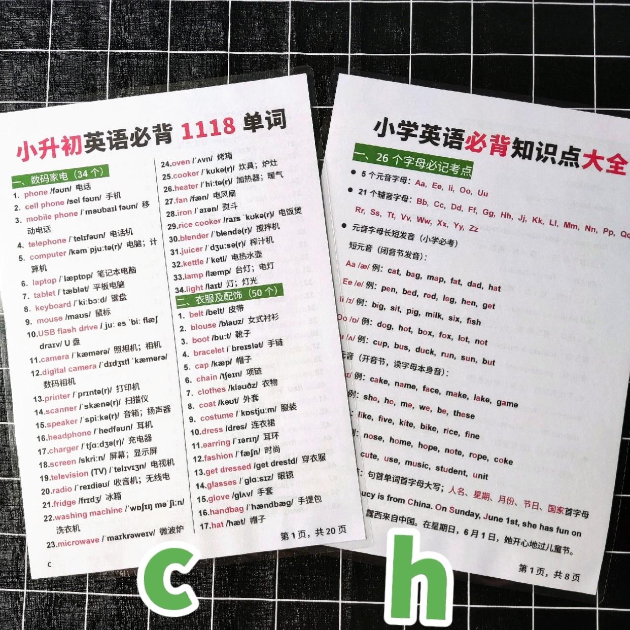 小学升初中英语必背1118单词知识点大全时态语法汇总塑封卡片闪卡