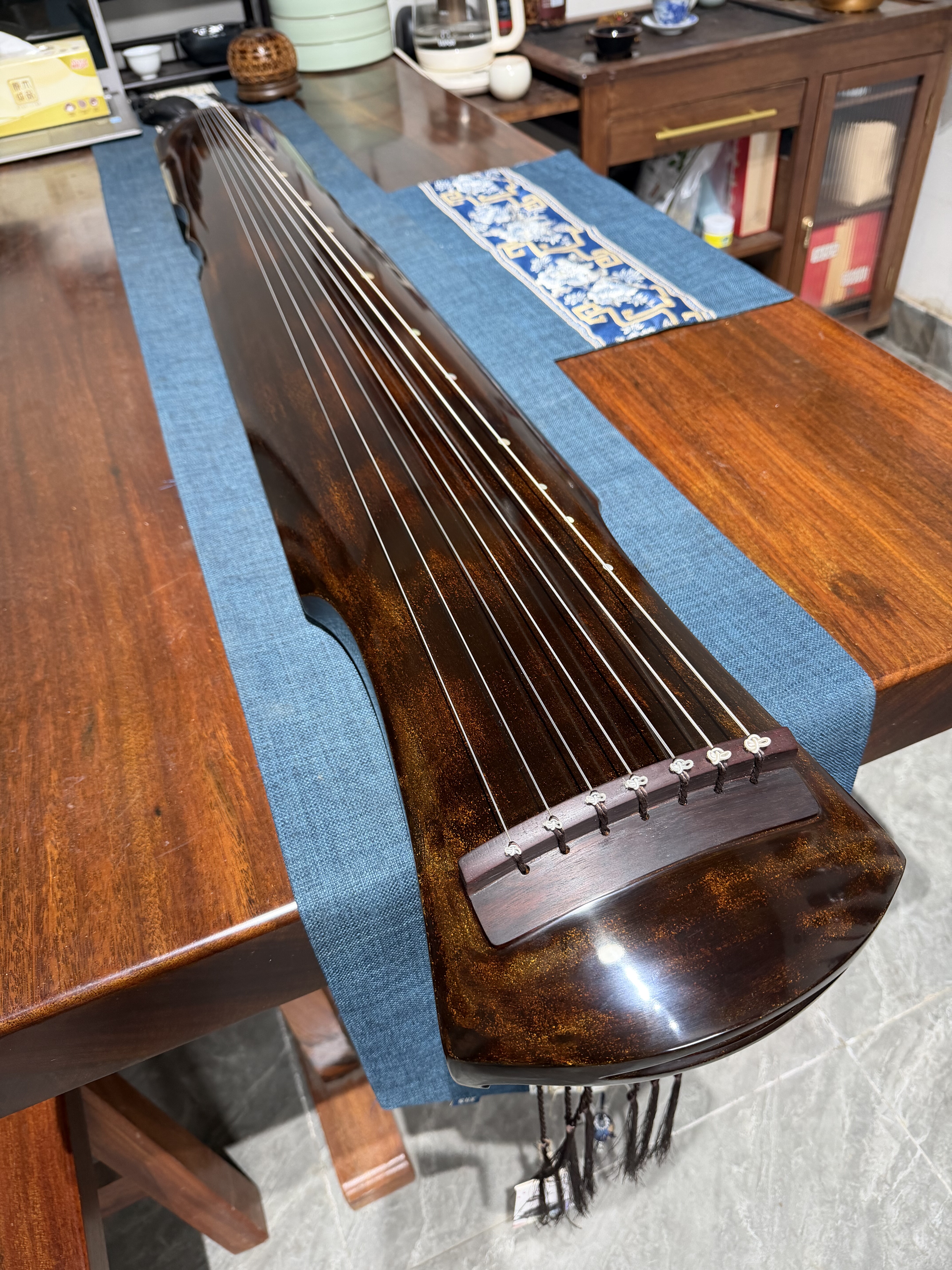 一铭老师斫纯生漆纯鹿角霜老杉木伏羲式纯手工古琴演奏收藏级