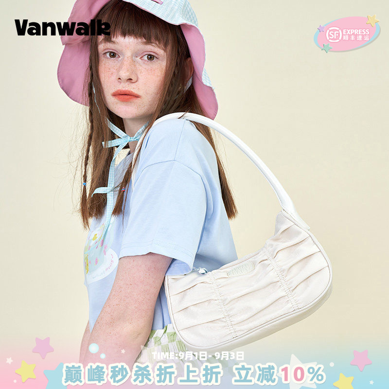 vanwalk海边复古褶皱腋下包图片