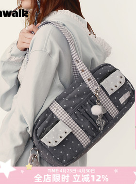 VANWALK lucky pony新款少女波点单肩包通勤百搭外出手提腋下包包