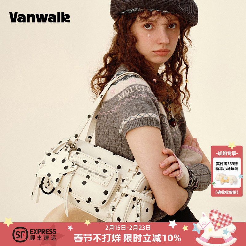 VANWALK松果部落 小众秋冬新款大容量保龄球包包女手提单肩腋下包