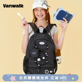 VANWALK 大容量书包初中生高中生女生通勤旅行小众学生轻便双肩包
