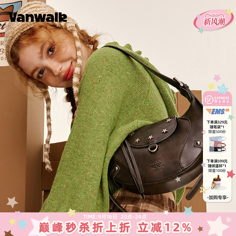 vanwalk/出走美式复古单肩斜跨包										