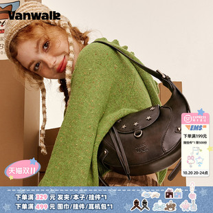 VANWALK牛仔系列 原创复古手提斜挎包新款少女包包通勤小众单肩包