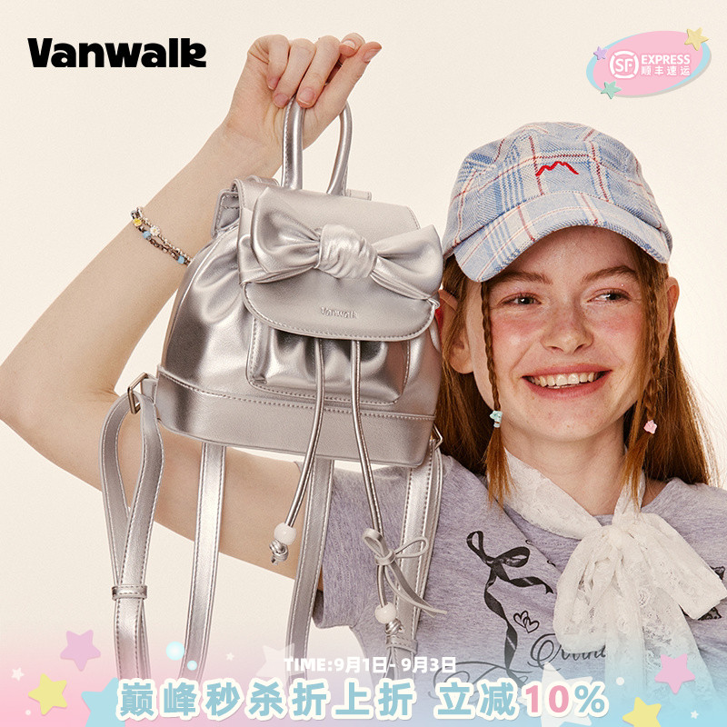 vanwalk/出走蝴蝶结小型双肩背包图片