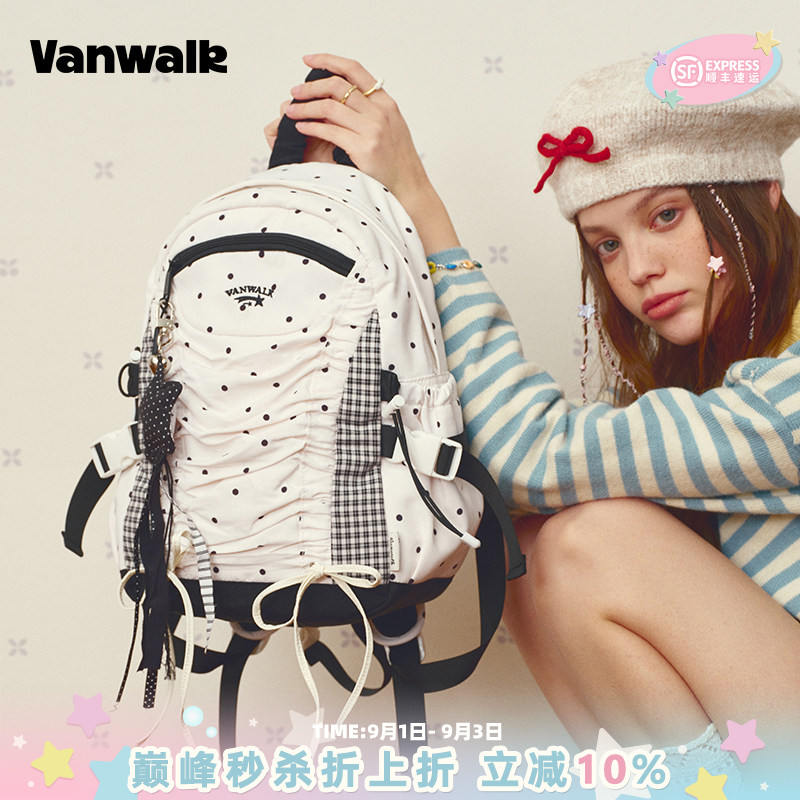 VANWALK/出走学生高颜值波点书包图片