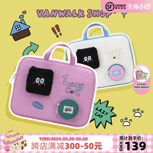 VANWALK 自制糖果鬼马精灵少女大容量轻便电脑包收纳包 cat Lazy