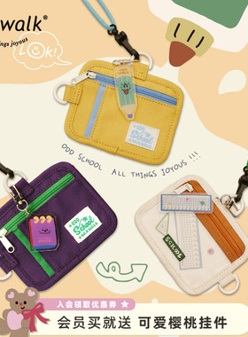 VANWALK odd school 自制学院风新款女生卡套挂脖透明零钱包轻便