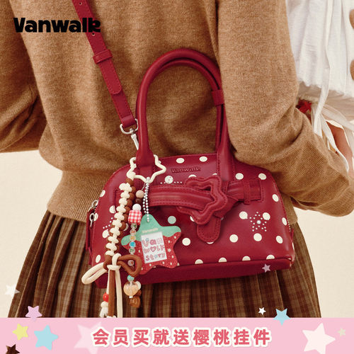 VANWALK/出走高级感波点波士顿包