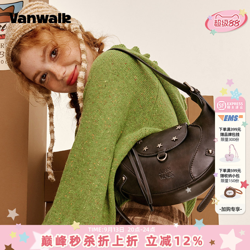 vanwalk/出走美式复古单肩斜跨包图片