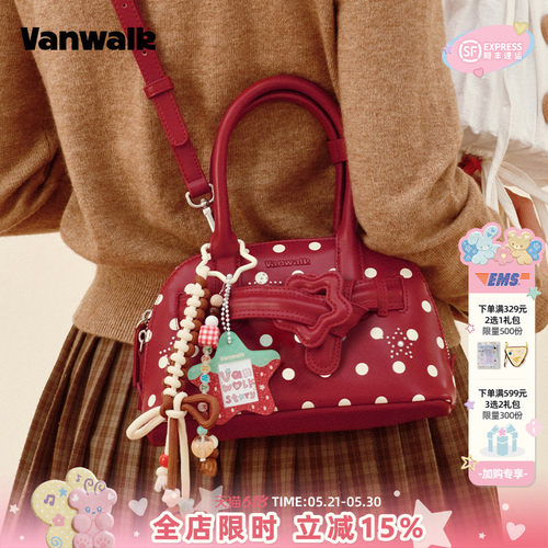 VANWALK/出走高级感波点波士顿包