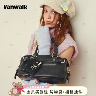 通勤包包大容量机车保龄球包女小众手提单肩斜挎包 VANWALK糯米团