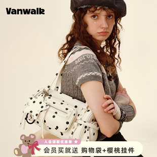 VANWALK松果部落 大容量保龄球包包女手提单肩腋下包 小众秋冬新款