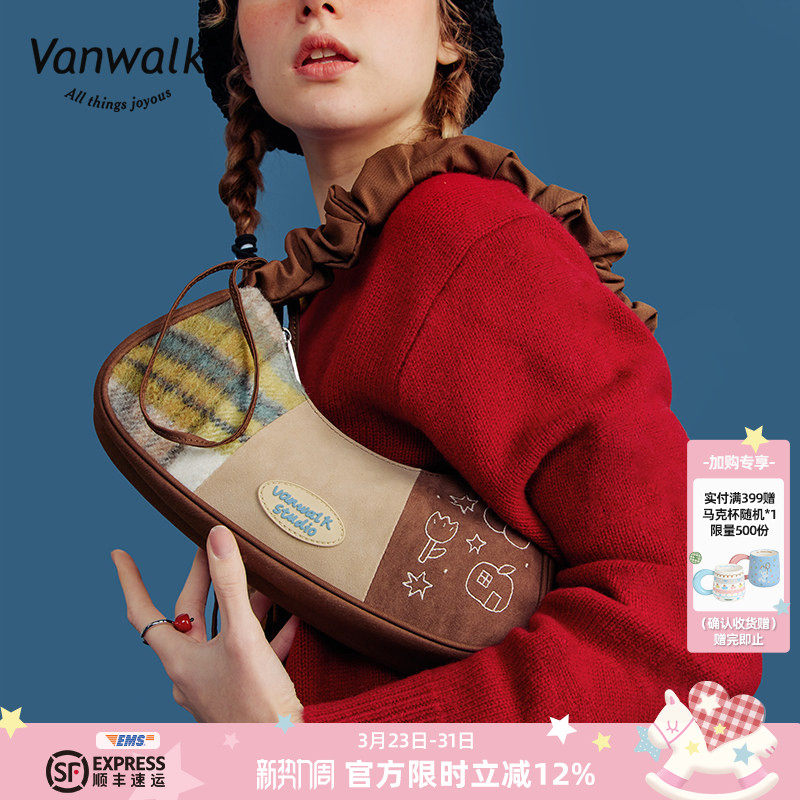 VANWALK lucky house少女腋下包单肩斜挎手提包休
