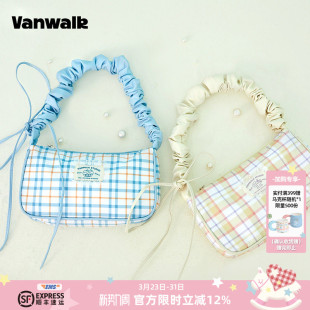 VANWALK少女腋下包女斜挎单肩手提包休闲百搭法棍包ins风小众hobo