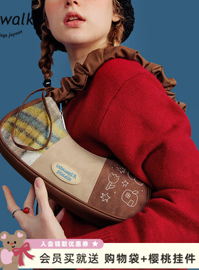 VANWALK lucky house少女腋下包单肩斜挎手提包休闲百搭法棍包ins