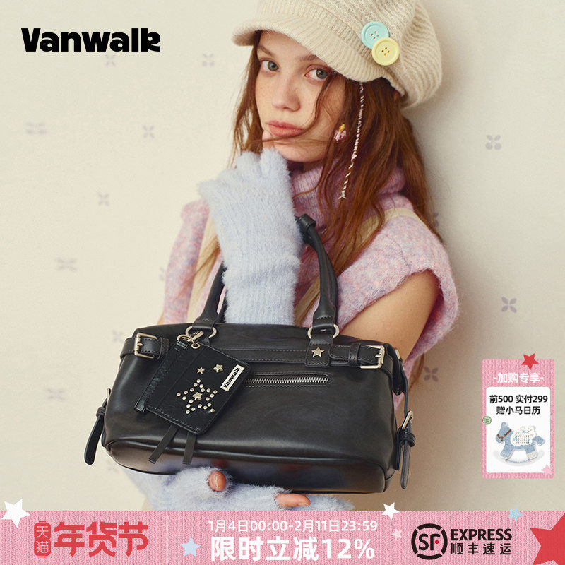 VANWALK糯米团 通勤包包大容量机车保龄球包女小众手提单肩斜挎包,箱包皮具/热销女包/男包,通用款女包,淘宝优惠券,粉丝福利购,淘宝优惠卷