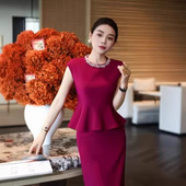 Set Dress 领钉珠气质职业裙套装 伞型下摆收腰上衣高腰半裙两件套