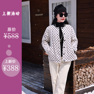 田园/十木米原创百分百亚麻雨露麻波点印花文艺百搭夹棉棉服外套