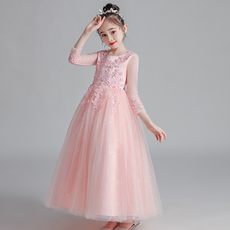 女大童生日晚礼服公主裙蓬蓬纱洋气春秋中大童170钢琴演奏演出服