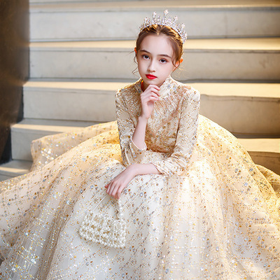 女大童加肥加大码高端加厚礼服公主裙婚纱蓬蓬纱主持人钢琴演出服