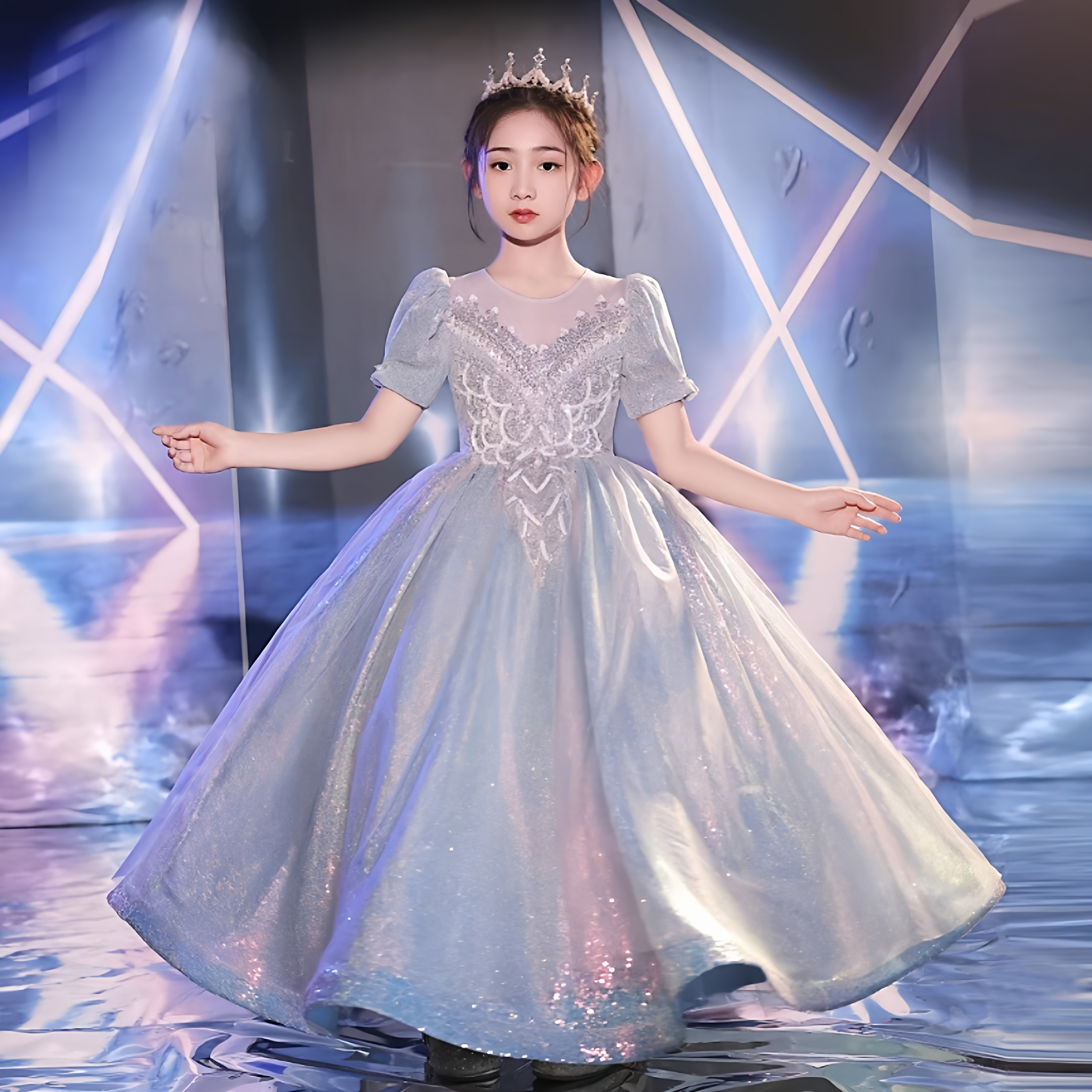大码高端礼服钢琴演出服走秀主持人蓬蓬纱学生舞台演讲小提琴演奏