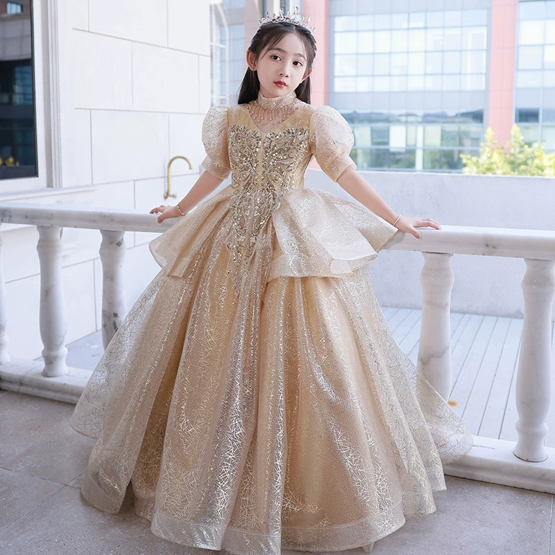 晚礼服女大童重工大码公主裙香槟