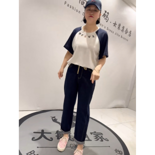 立体剪裁拼接拼色T恤小衫 女装 加肥加大码 3813女权贵族2026夏新款