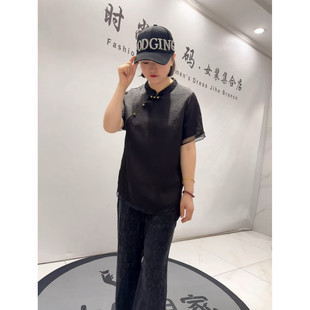 大码 短袖 女装 国风小衫 T恤 显瘦上衣半袖 1001芮娜依莲2026初夏新款