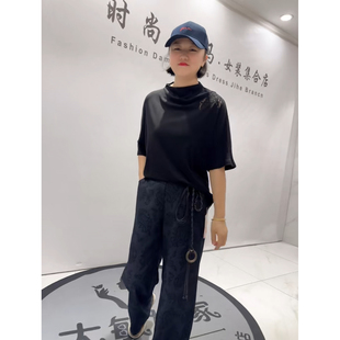 T恤小衫 1392芮娜依莲2026春新款 立体剪裁廓形半袖 女装 加肥加大码