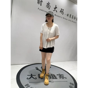 立体剪裁胖妹妹短袖 3311女权贵族2026夏新款 加肥加大码 女装 小衫