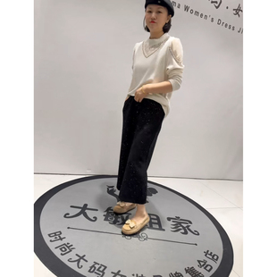 通勤立体剪裁加厚直筒阔腿裤 女装 子 加肥加大码 5227芮娜依莲冬新款