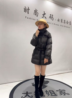 芮娜依莲9509冬新款加肥大码女装胖妹妹显瘦减龄一手长羽绒服外套