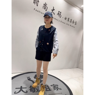 加肥大码 小衫 女装 减龄衬衫 通勤拼接针织袖 1601芮娜依莲2026春新款