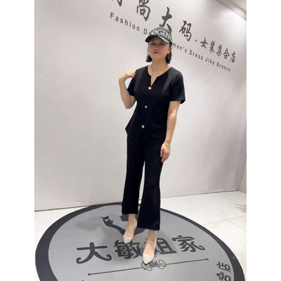 3159女权贵族2026夏新款加肥加大码女装立体剪裁时装短袖T恤小衫